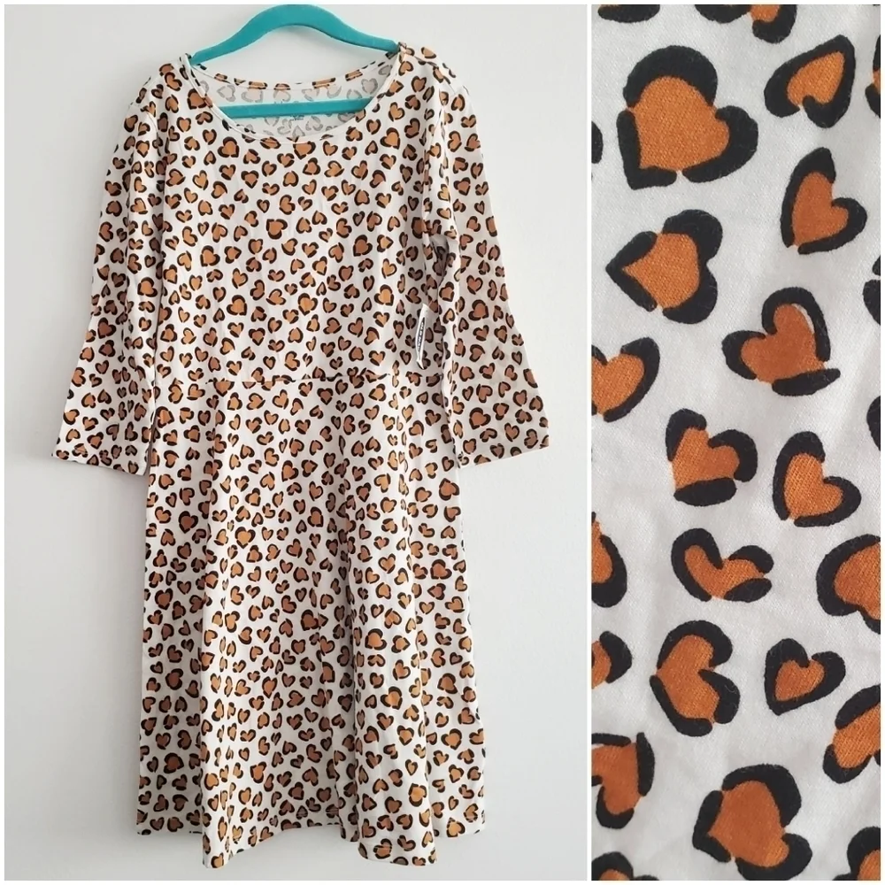NEW Old Navy Leopard‎ Heart 3/4 Jersey Play Dress